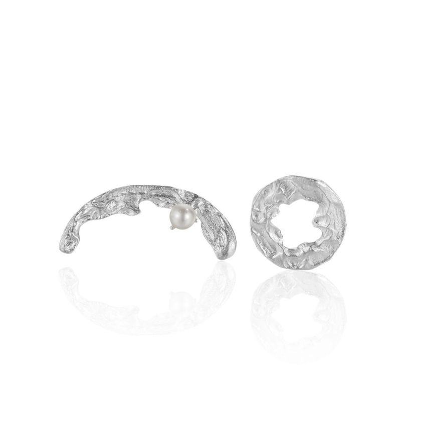 925 Silver Rhodium Plating Pearl Geometric Earrings 5.48g