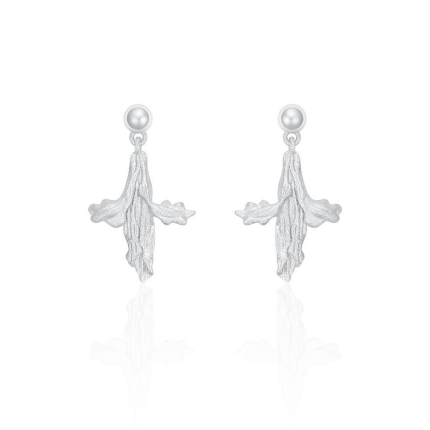 925 Silver Rhodium Plating Pearl Texture Earrings 3.10g