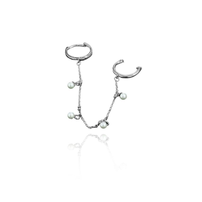 925 Silver Rhodium Plating Pearls Earrings 2.1g