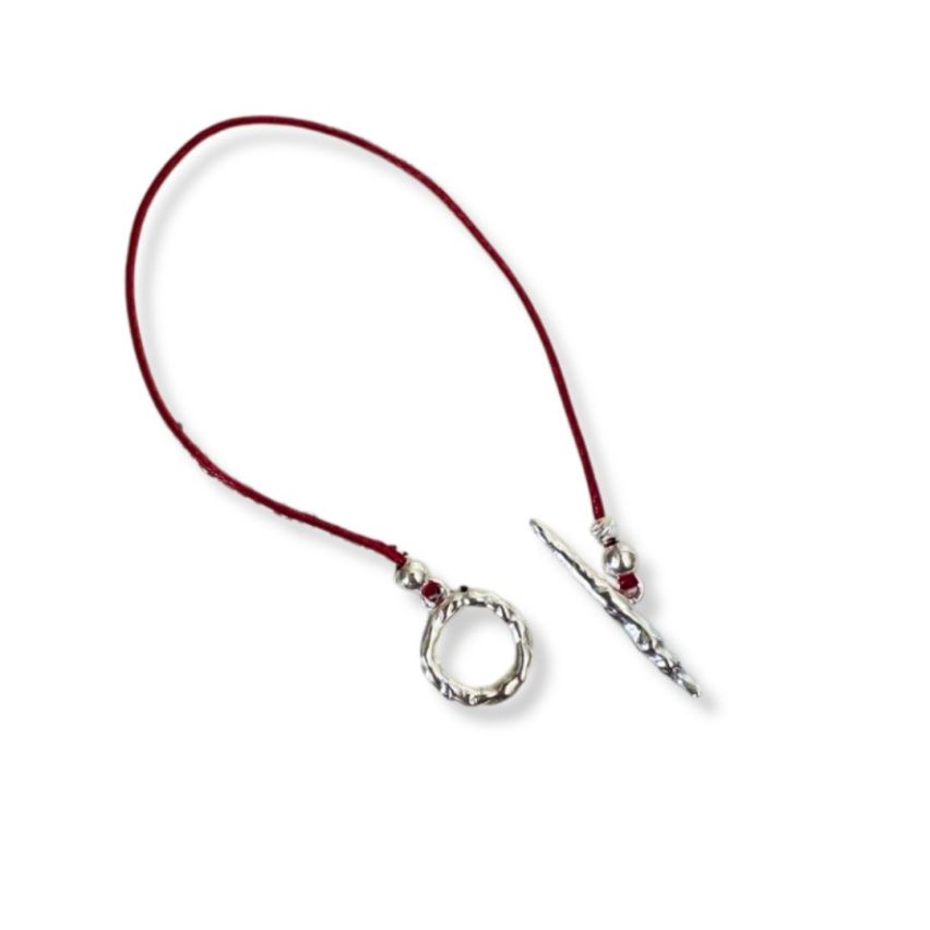 925 Silver Rhodium Plating Red Texture Bracelets 2.9g