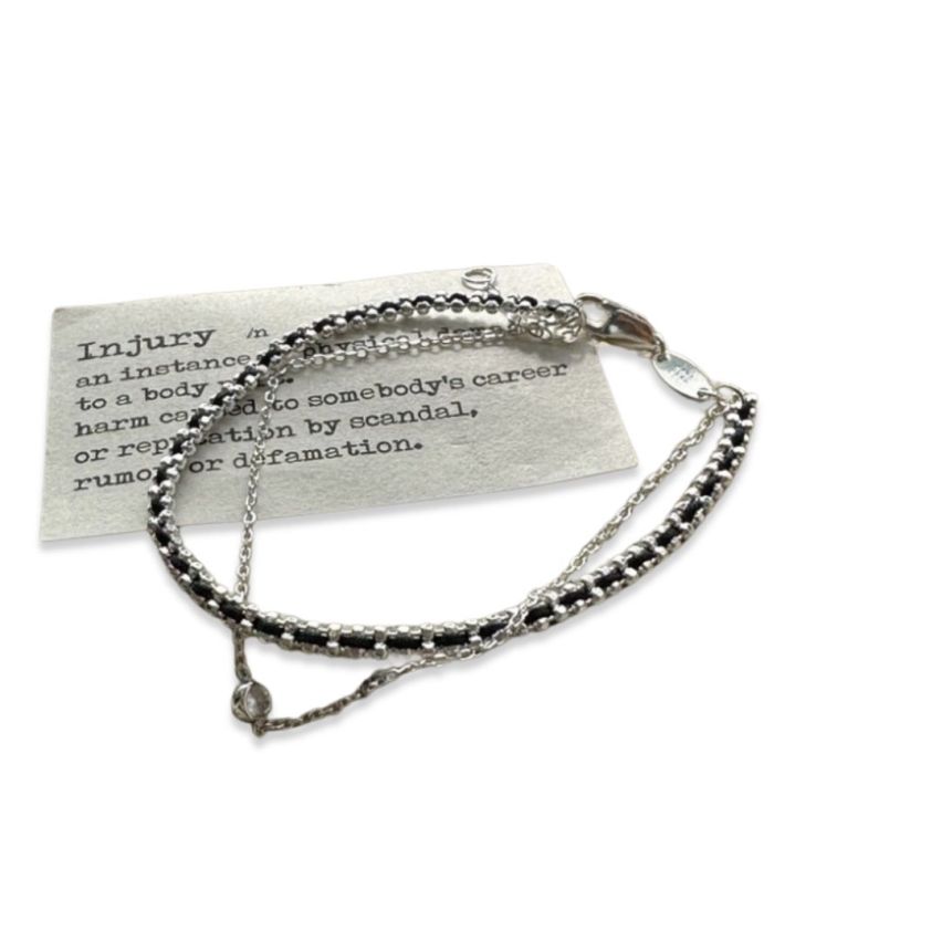 925 Silver Rhodium Plating Black Zircon Beads Bracelets 3.1g