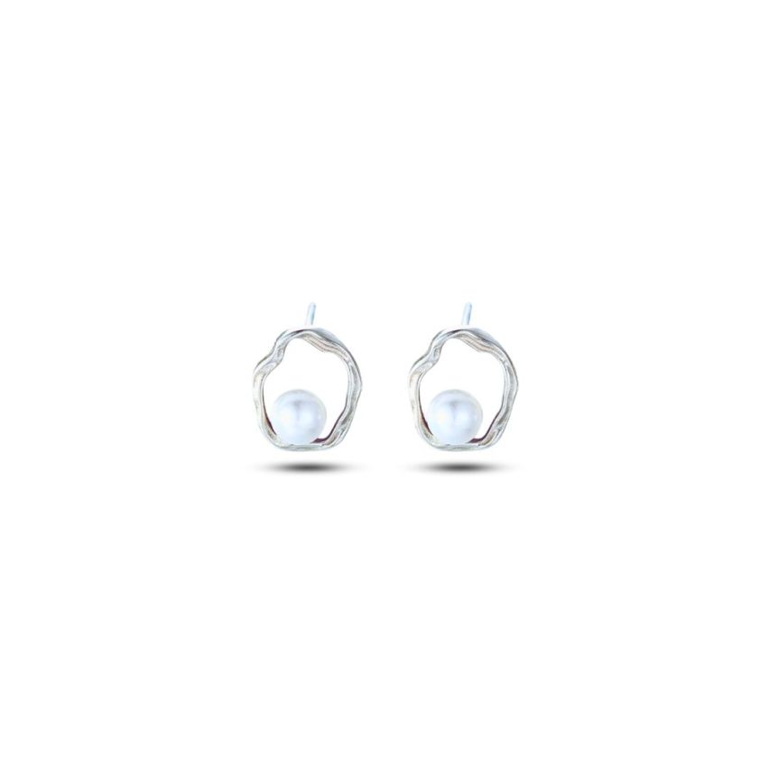 999 Silver Rhodium Plating Shijia pearl Minimalist Earrings