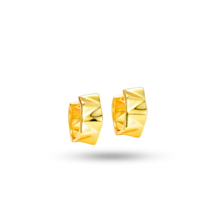 925 Silver Gold Plating Smooth Earrings 5g 16.5x6.5mm