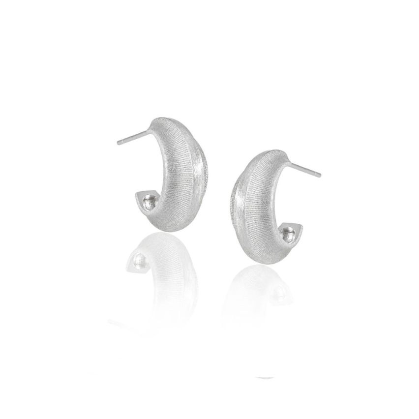 925 Silver Rhodium Plating Texture Earrings 3.7g 17x7.5mm