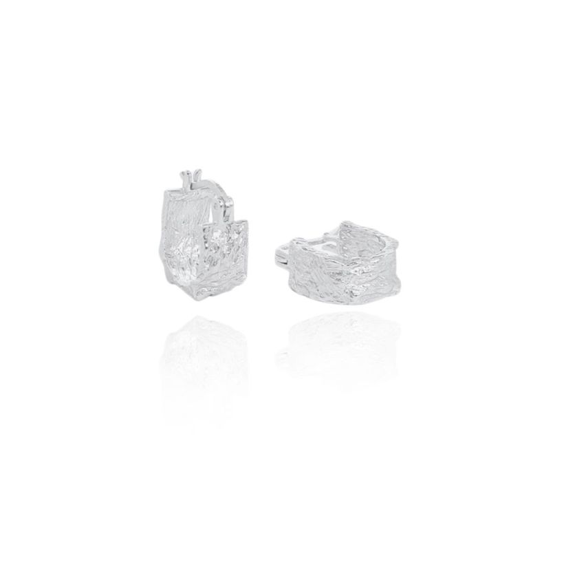925 Silver Rhodium Plating Texture Earrings 4.5g 12x9mm