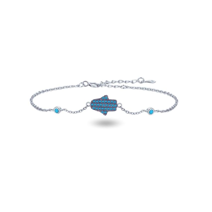 925 Silver Rhodium Plating Turquoise Minimalist Bracelets 1.52g