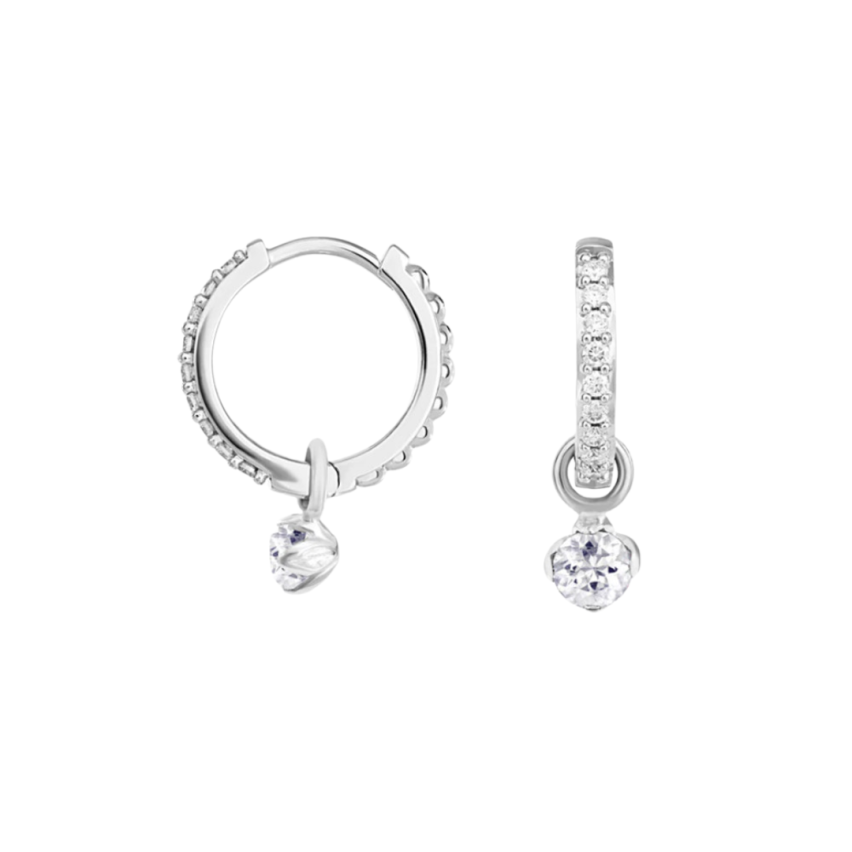 925 Silver Rhodium Plating White Zircon Minimalist Earrings 1.5g