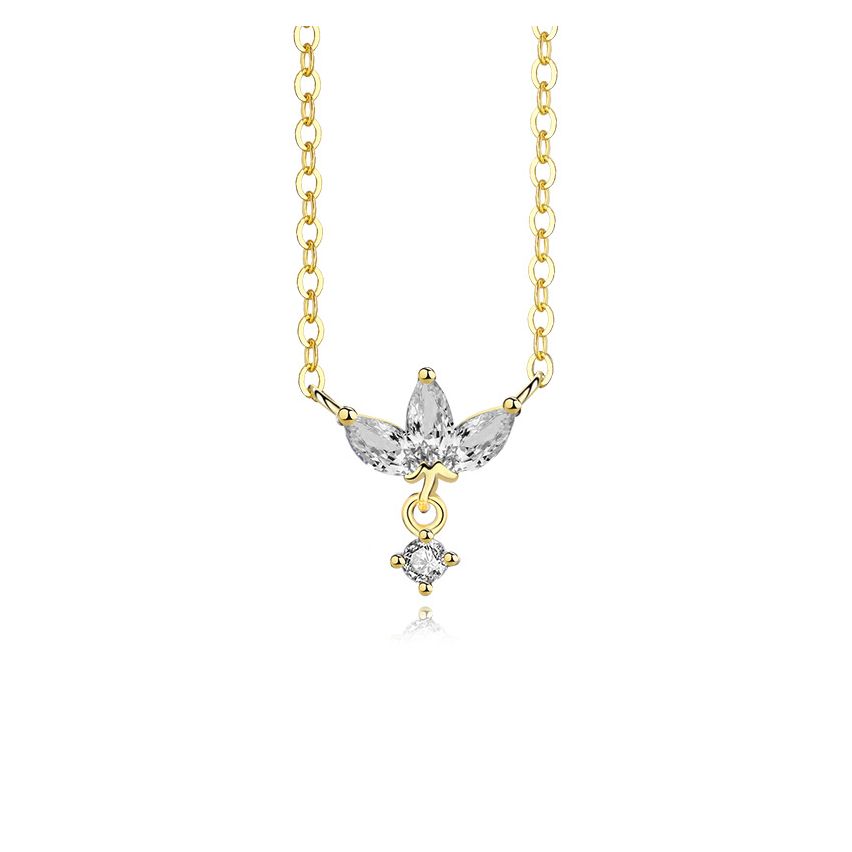 925 Silver Gold Plating White Zircon Minimalist Pendants 1.4g