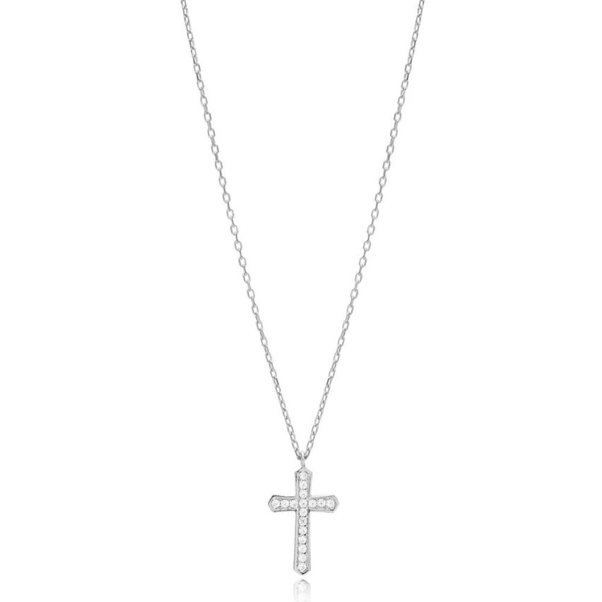 925 Silver Rhodium Plating Zircon Cross Pendants 3g