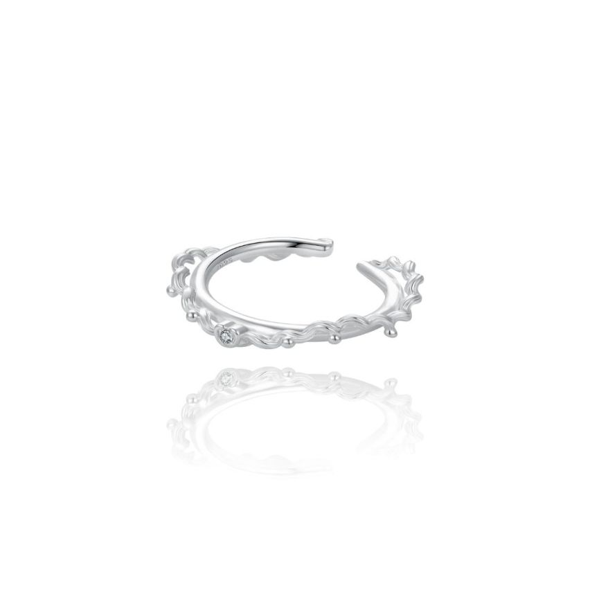 925 Silver Rhodium Plating Zircon Geometric Rings EU53 - ES13 - US6,50