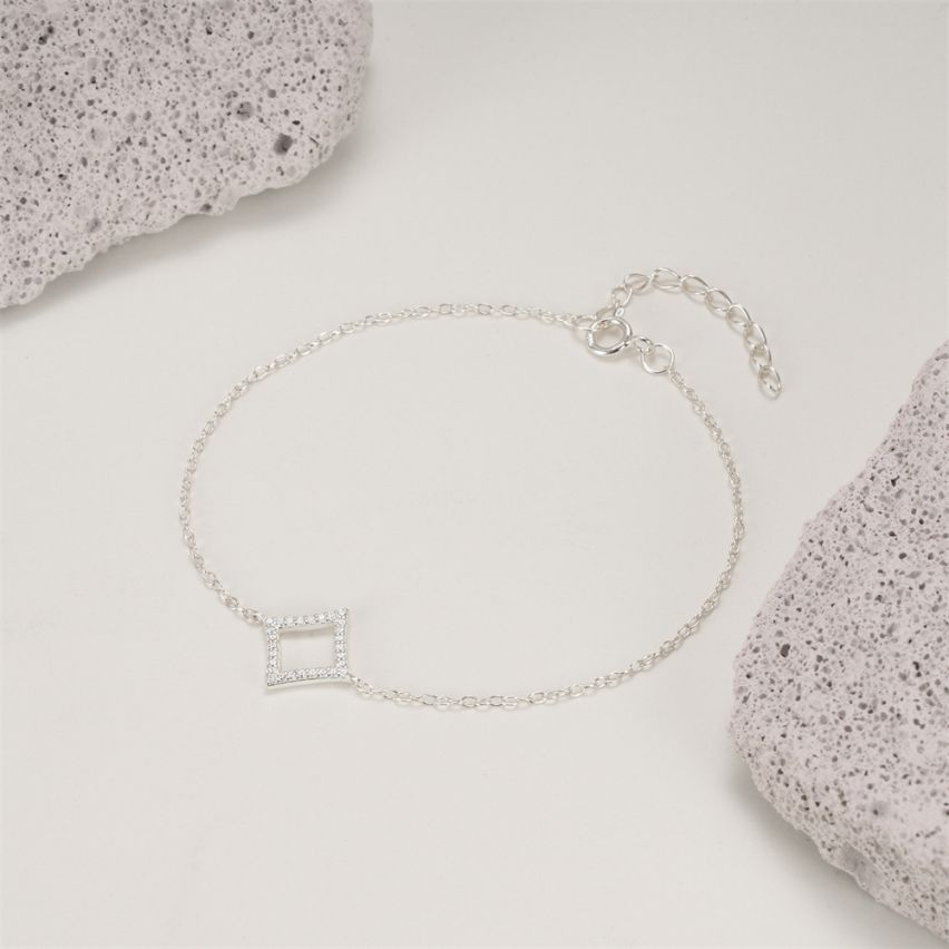 925 Silver Rhodium Plating Zircon Minimalist Bracelets 1.05g 200x12mm