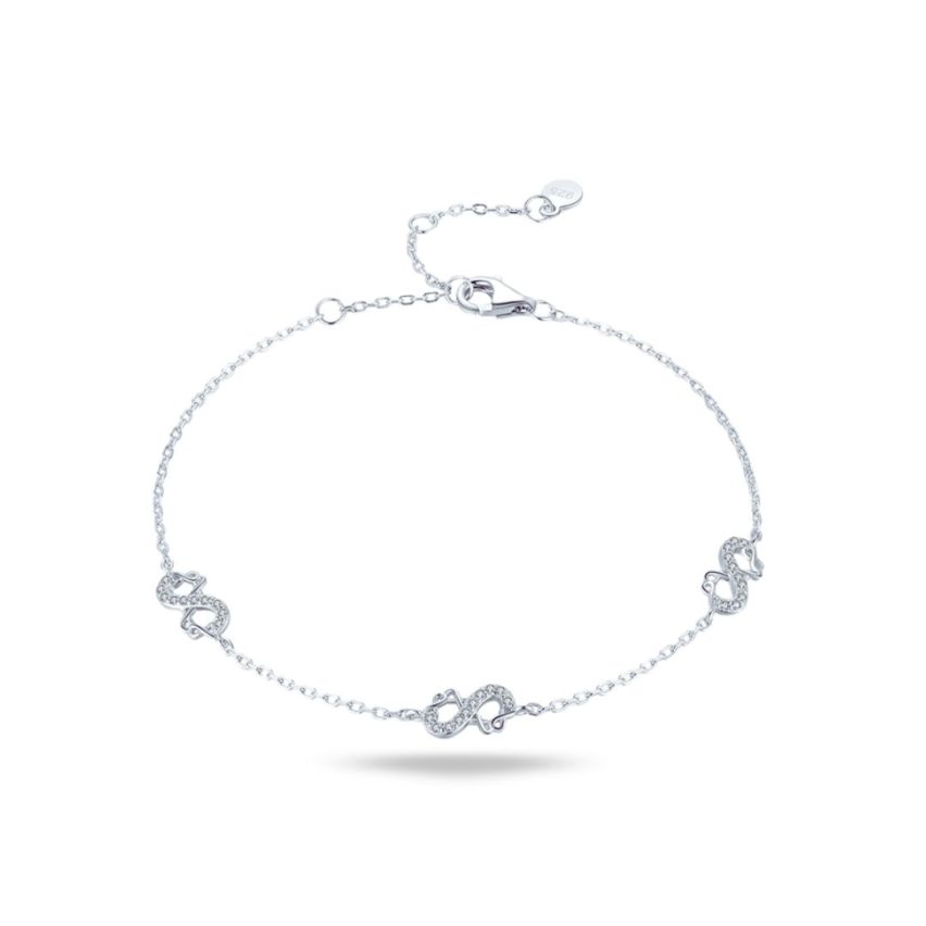 925 Silver Rhodium Plating Zircon Minimalist Bracelets 1.24g