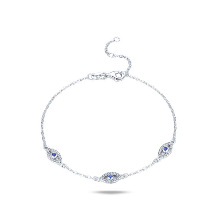 925 Silver Rhodium Plating Blue marine Zircon Minimalist Bracelets 1.95g