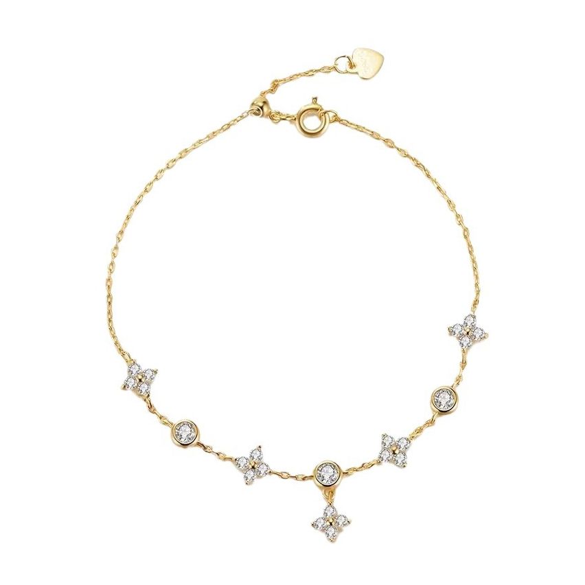 925 Silver Gold Plating Zircon Minimalist Bracelets