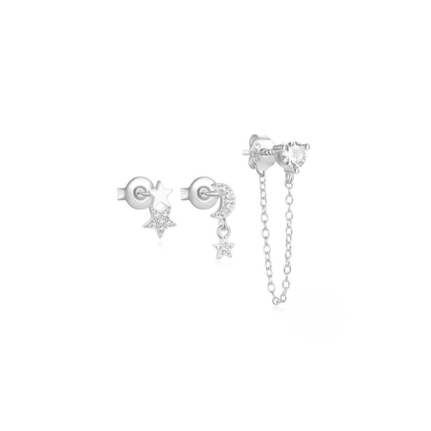 925 Silver Rhodium Plating Zircon Sets Earrings 1.16g