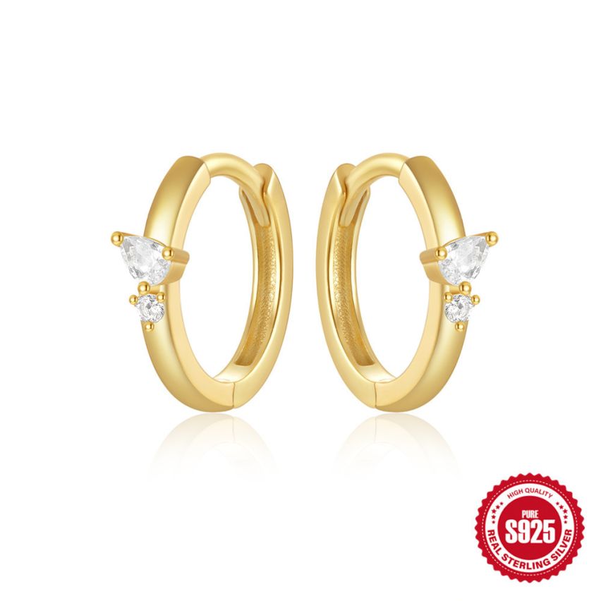 925 Silver 3 galvanization layers Zircon Minimalist Earrings 1.37g