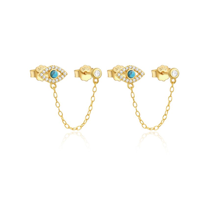 925 Silver 3 galvanization layers Zircon Minimalist Earrings 10.9g 5x8.9mm