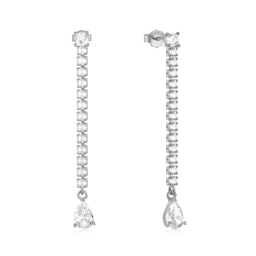 925 Silver Rhodium Plating Zircon Minimalist Earrings 2.06g