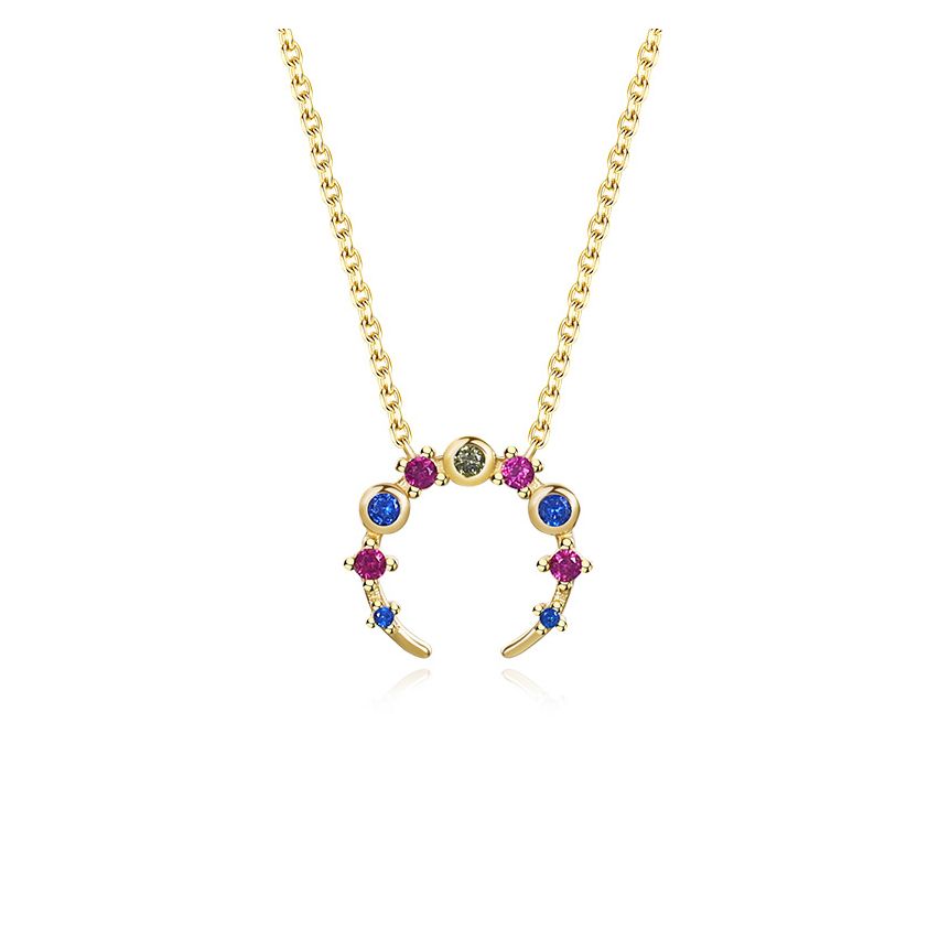 925 Silver Gold Plating Colorfull Zircon Minimalist Pendants 1.94g