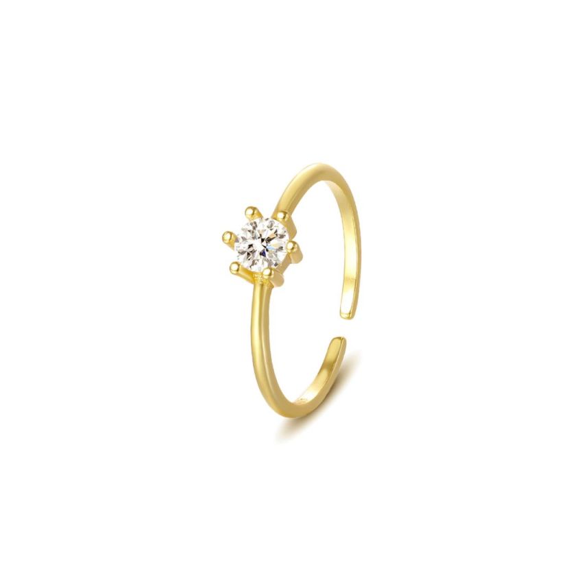 925 Silver Gold Plating Zircon Minimalist Rings 1.02g