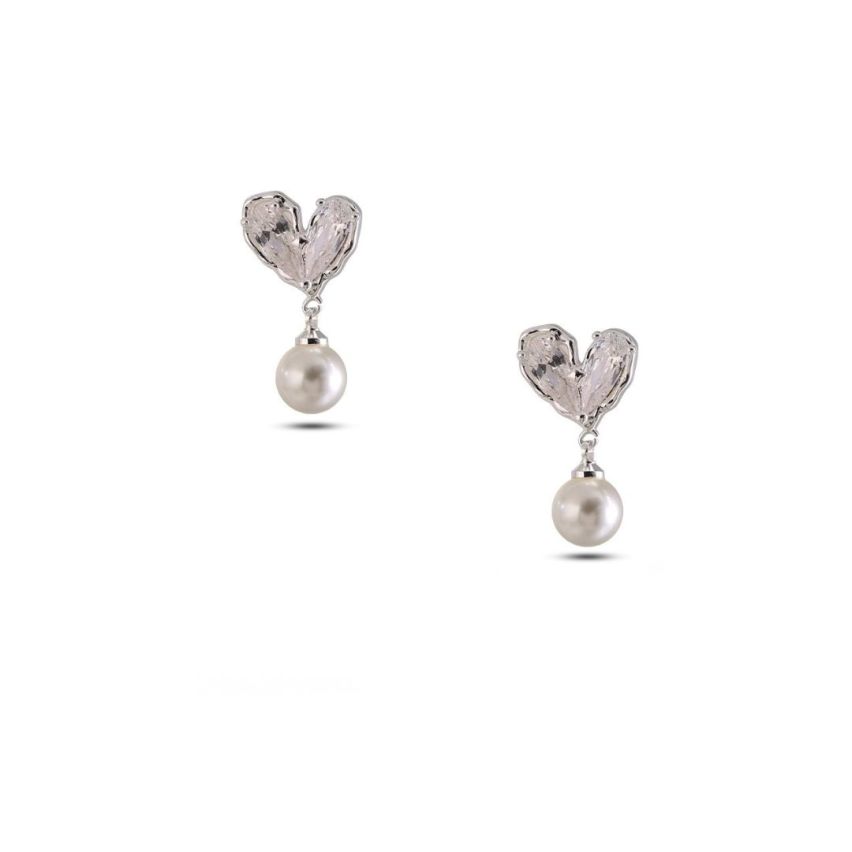 999 Silver Rhodium Plating Artificial pearl Minimalist Earrings 1.68g