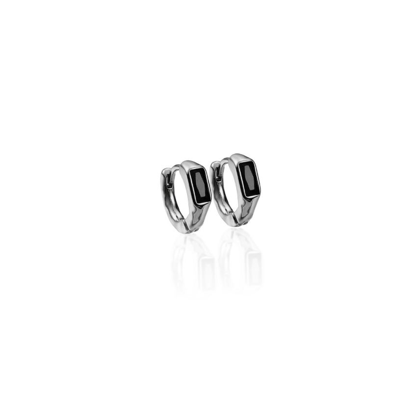 999 Silver Rhodium Plating Black Zircon Minimalist Earrings