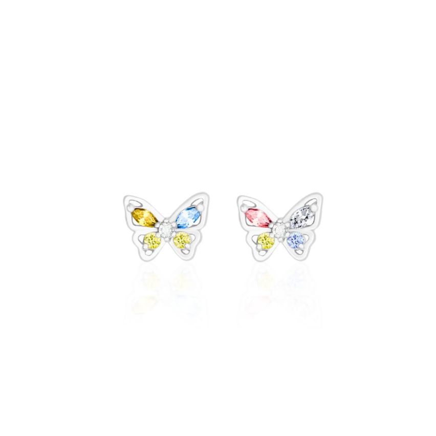 999 Silver Rhodium Plating Colorfull Zircon Minimalist Earrings