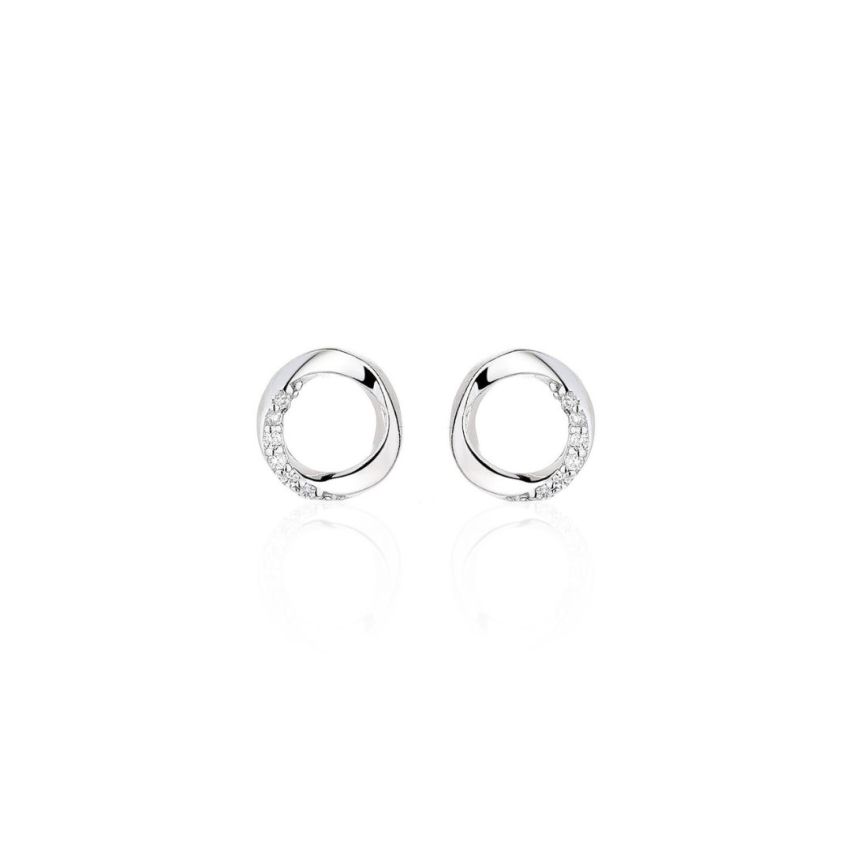 999 Silver Rhodium Plating Zircon Minimalist Earrings 0.8g