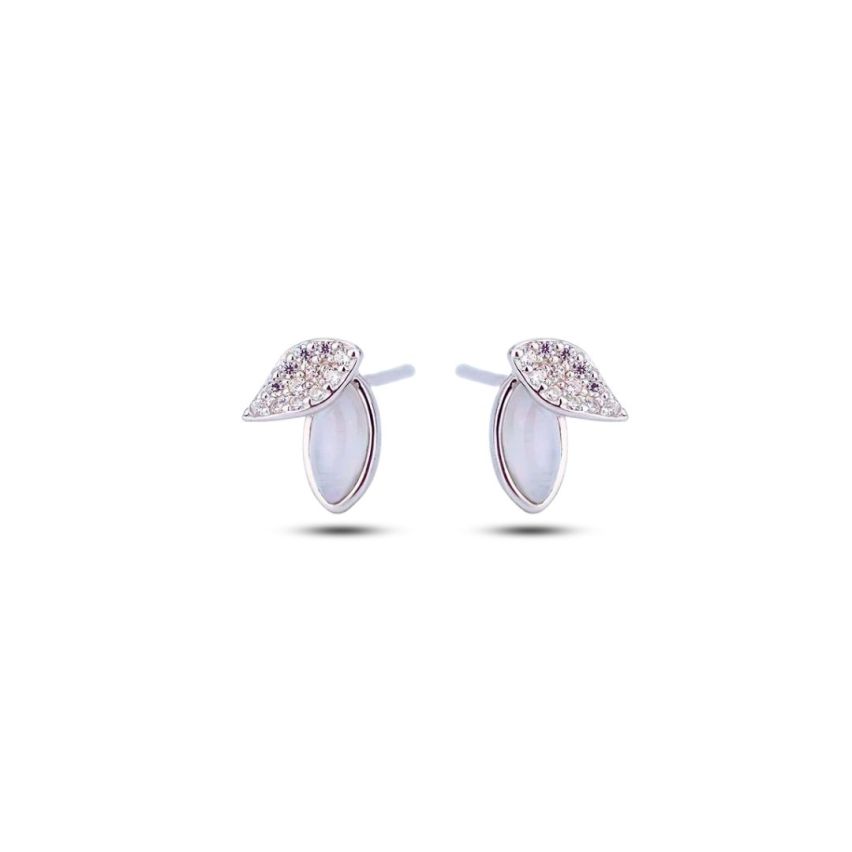 999 Silver Rhodium Plating Zircon Minimalist Earrings 0.87g 9x6.5mm