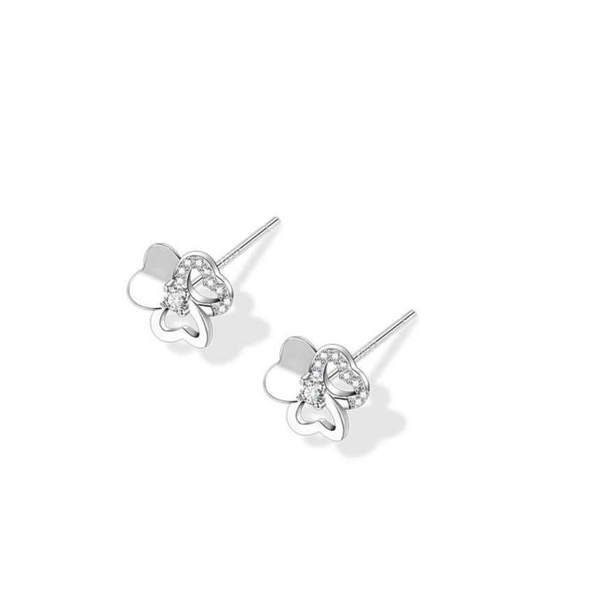 Rhodium Plating Zircon Minimalist Earrings 