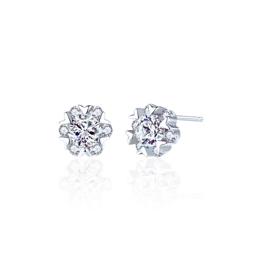Rhodium Plating Zircon Minimalist Earrings 