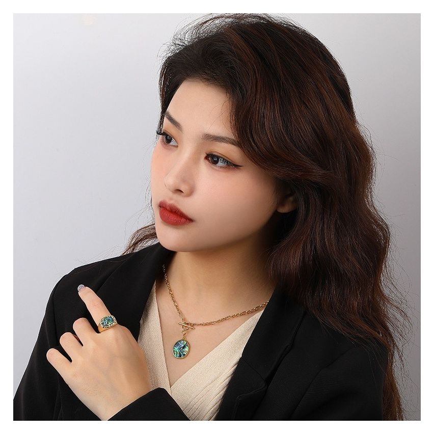 ESSENTIAL Gold Plating 925 Silver Abalone Shell Geometric Pendants