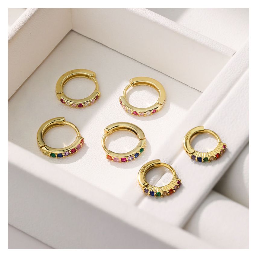 ESSENTIAL Gold Plating 925 Silver Zircon Minimalist Earrings