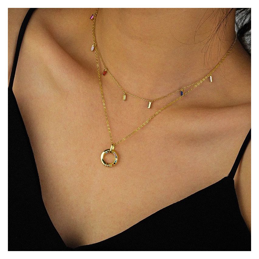 ESSENTIAL Gold Plating 925 Silver Zircon Minimalist Pendants