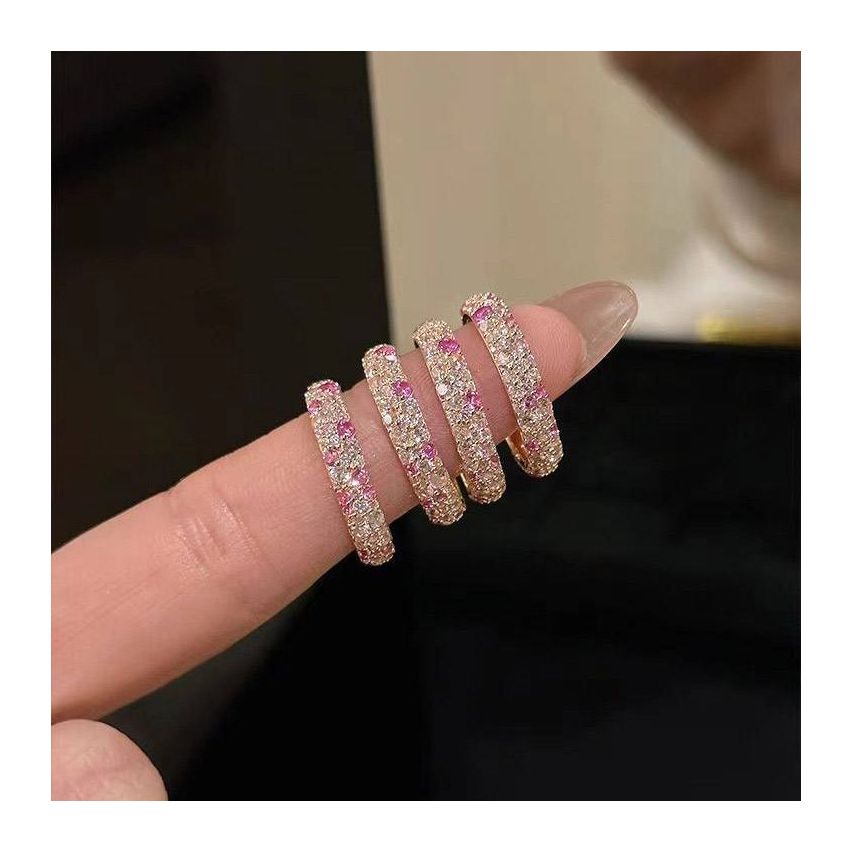 CLASSIC Gold Plating 925 Silver Zircon Smooth Rings