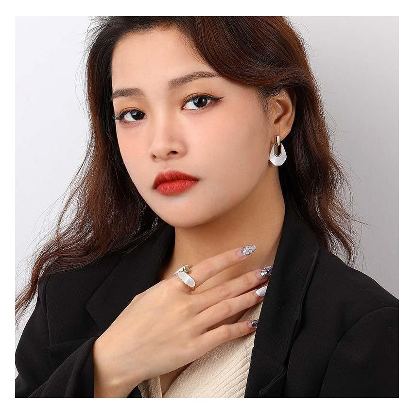 ESSENTIAL Gold Plating 925 Silver Abalone Shell Smooth Rings