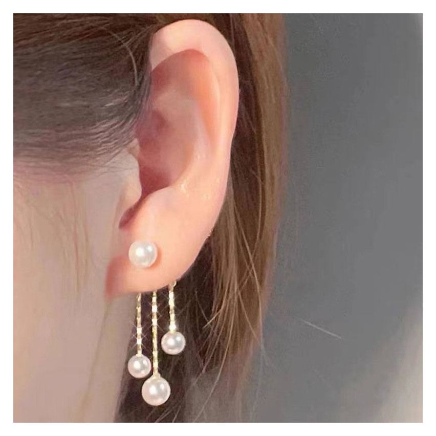 CLASSIC Gold Plating 925 Silver Artificial mother of pearl Pearls Earrings