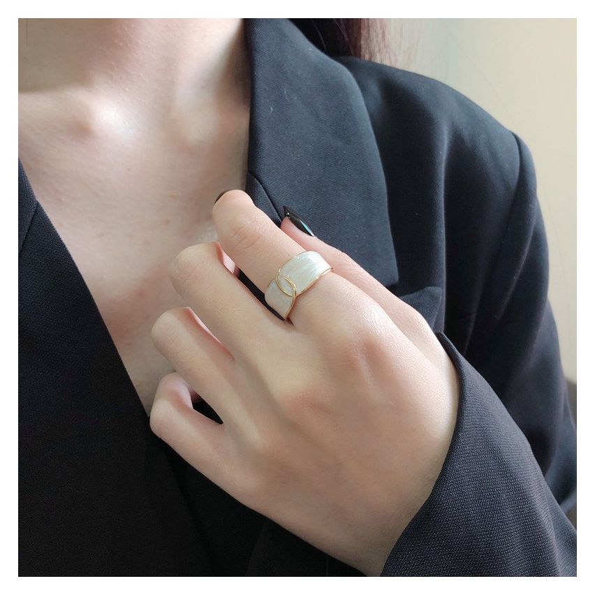 ESSENTIAL Gold Plating 925 Silver Enamel Smooth Rings