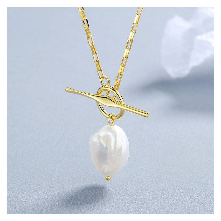 CLASSIC Gold Plating 925 Silver Freshwater pearl Geometric Pendants