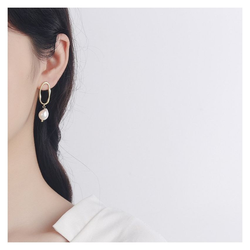 ESSENTIAL Gold Plating 925 Silver Freshwater pearl Pearls Earrings