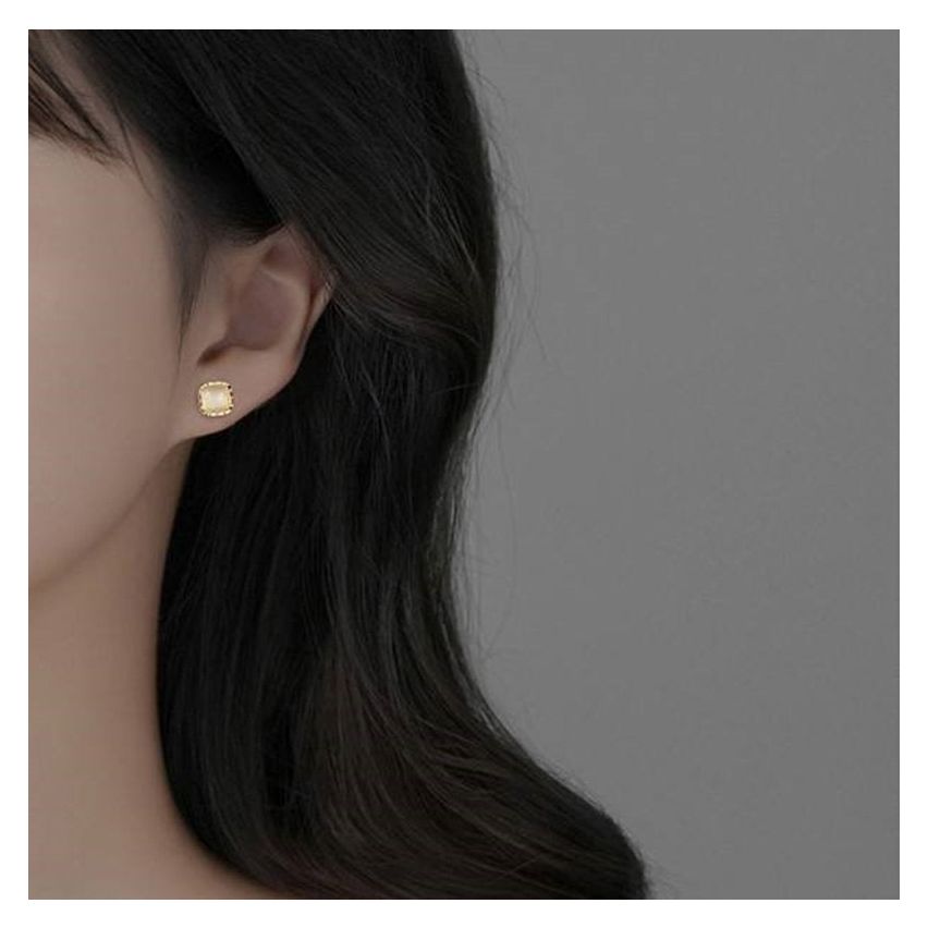 ESSENTIAL Gold Plating 925 Silver Opal Stud Earrings