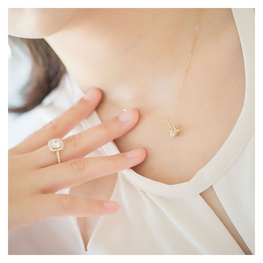 ESSENTIAL Gold Plating 925 Silver Zircon Geometric Pendants