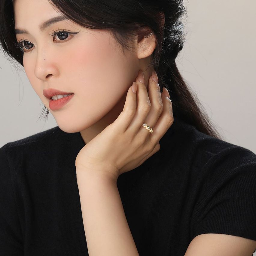 ESSENTIAL Gold Plating 925 Silver Zircon Geometric Rings