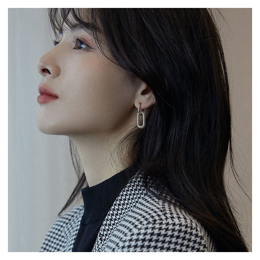 Gold Plating Zircon Long Earrings 3.8g 26x18.8mm - 7mm