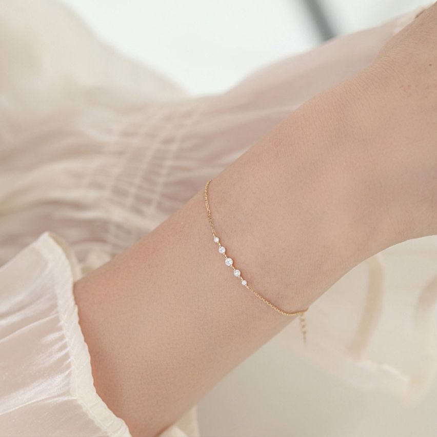 925 Silver Gold Plating Zircon Minimalist Bracelets