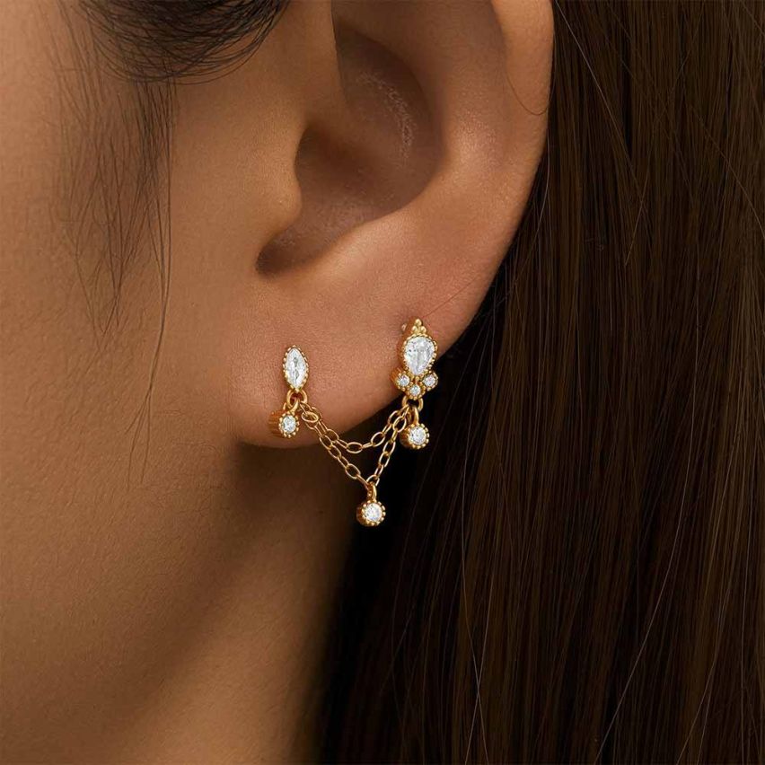 925 Silver Gold Plating Zircon Minimalist Earrings