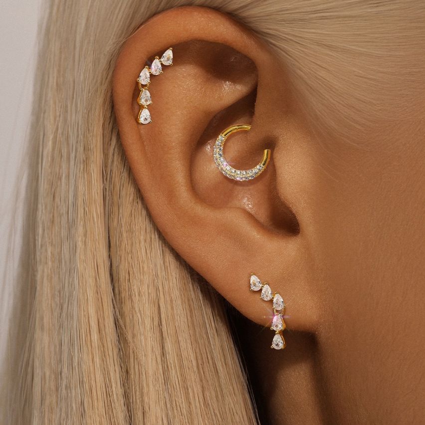 925 Silver Gold Plating Zircon Minimalist Earrings