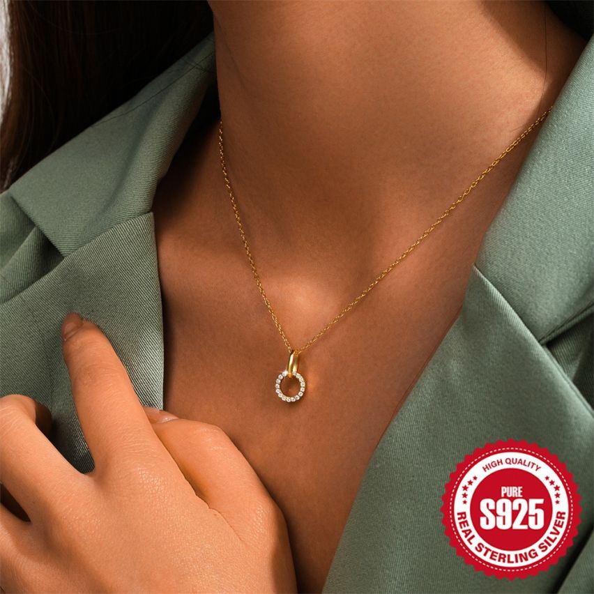 Gold Plating Zircon Minimalist Pendants 1.74g