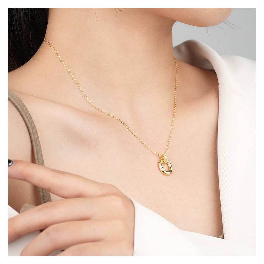 CLASSIC Gold Plating 925 Silver Zircon Smooth Pendants