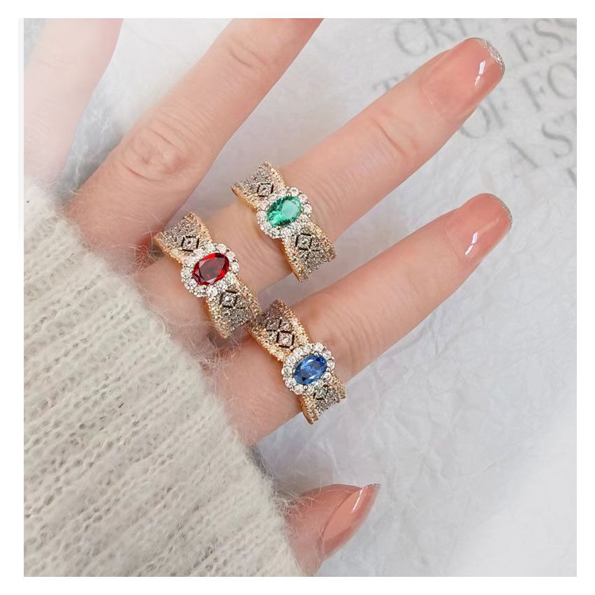 CLASSIC Gold Plating 925 Silver Zircon Geometric Rings